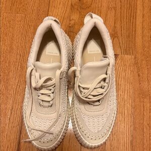 Dolce Vita Textured Cream Lace-Up Sneakers